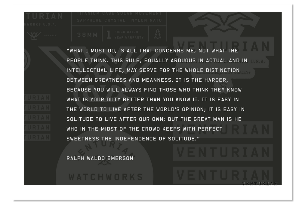 self reliant quote by ralph waldo emerson for venturian watchworks usa