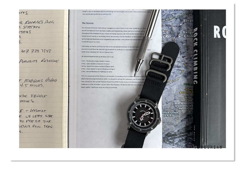 Venturian WatchWorks researches routes on The Grand Teton