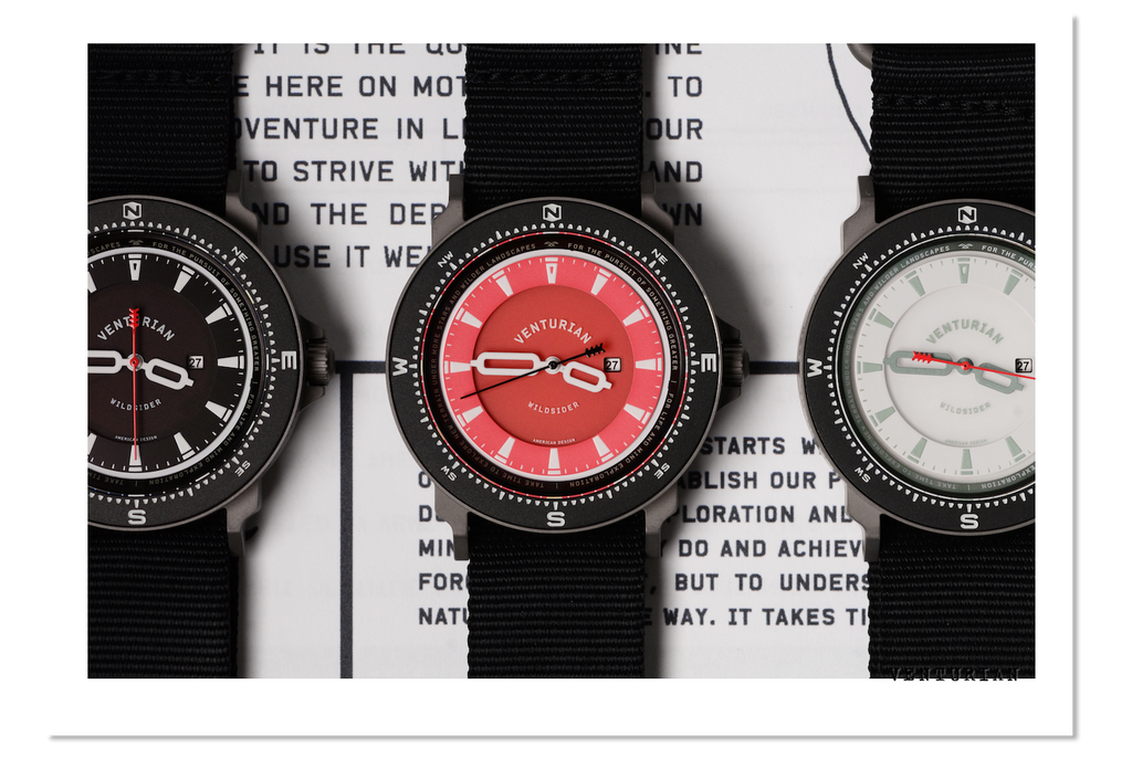 Venturian Wildsider Watches in black, red and white dials