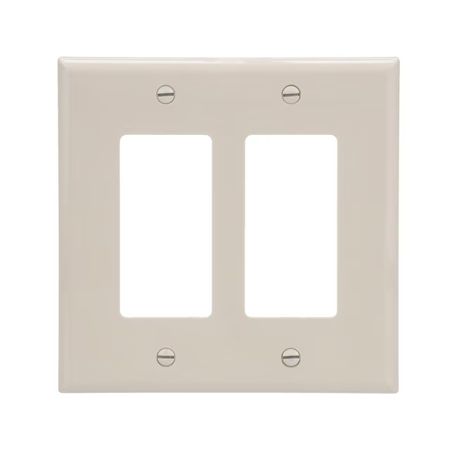 Eaton 2-Gang Midsize Light Almond Polycarbonate Indoor Decorator Wall Plate