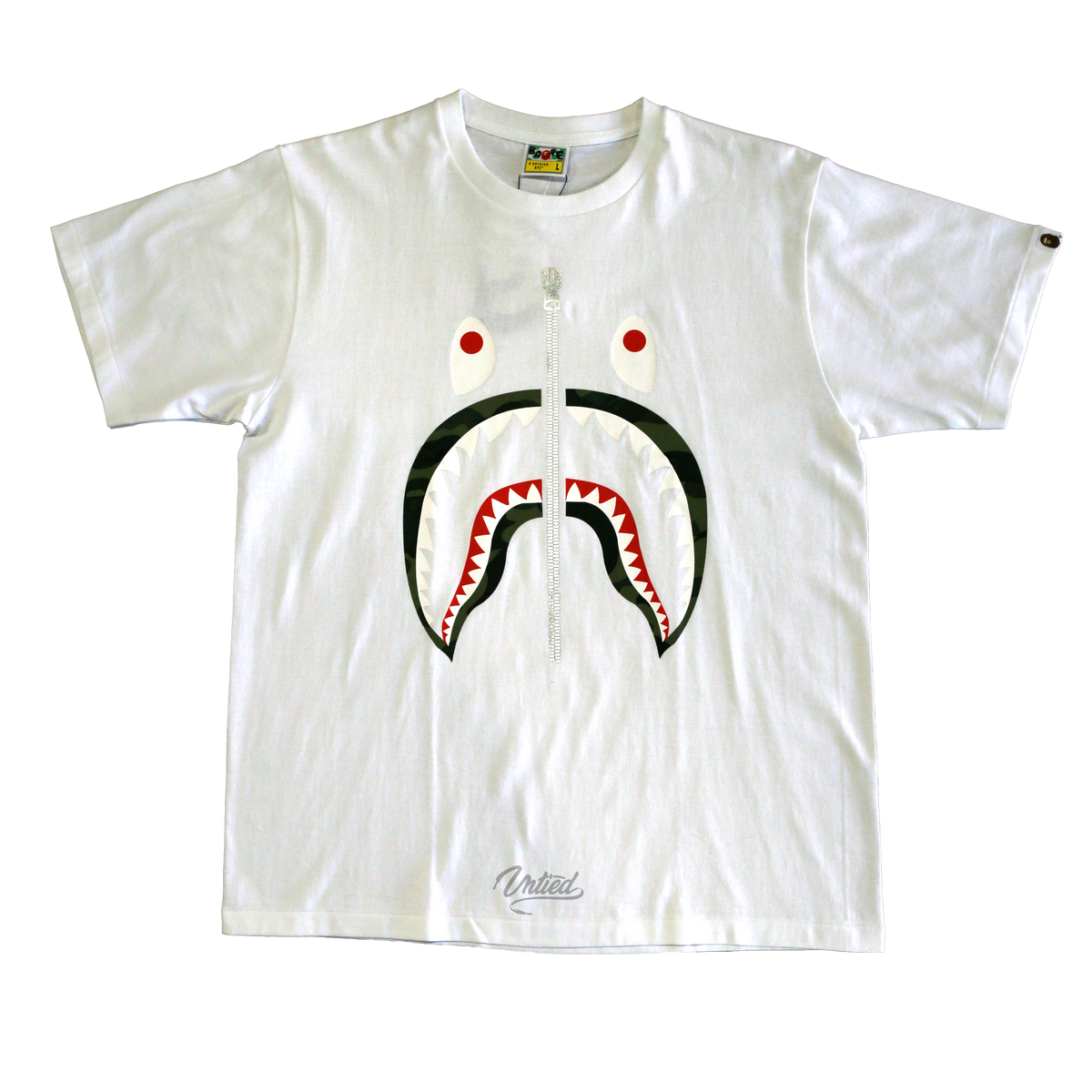 オンラインネットワーク 送無 L Jaws Bape tee shirt white 1 白 shark ...