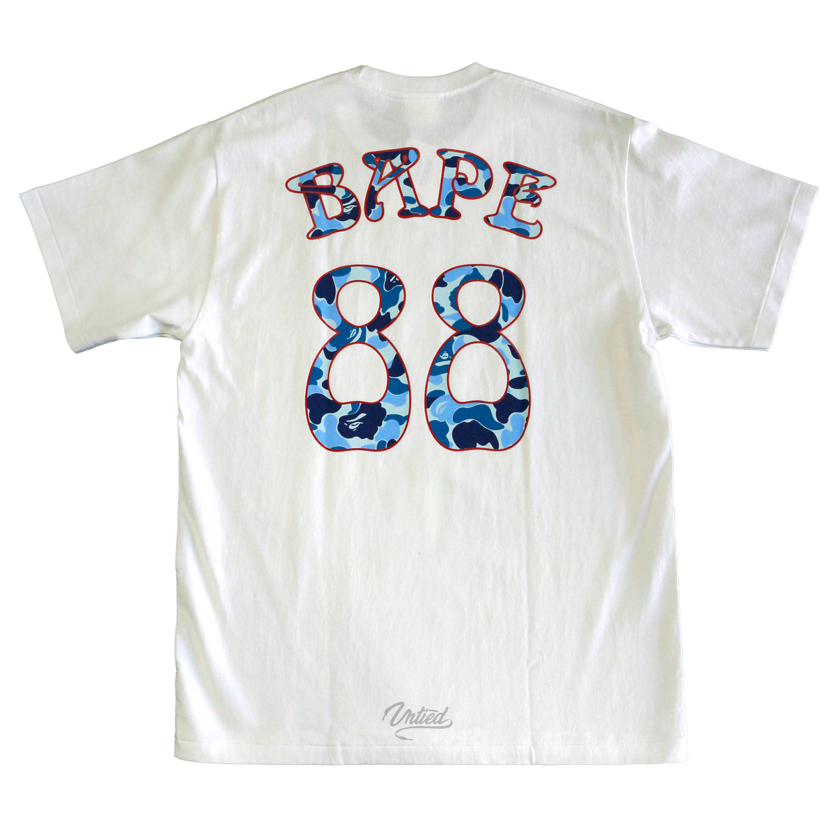 A Bathing Ape Men ABC Camo Side Big Ape Head Tee white blue