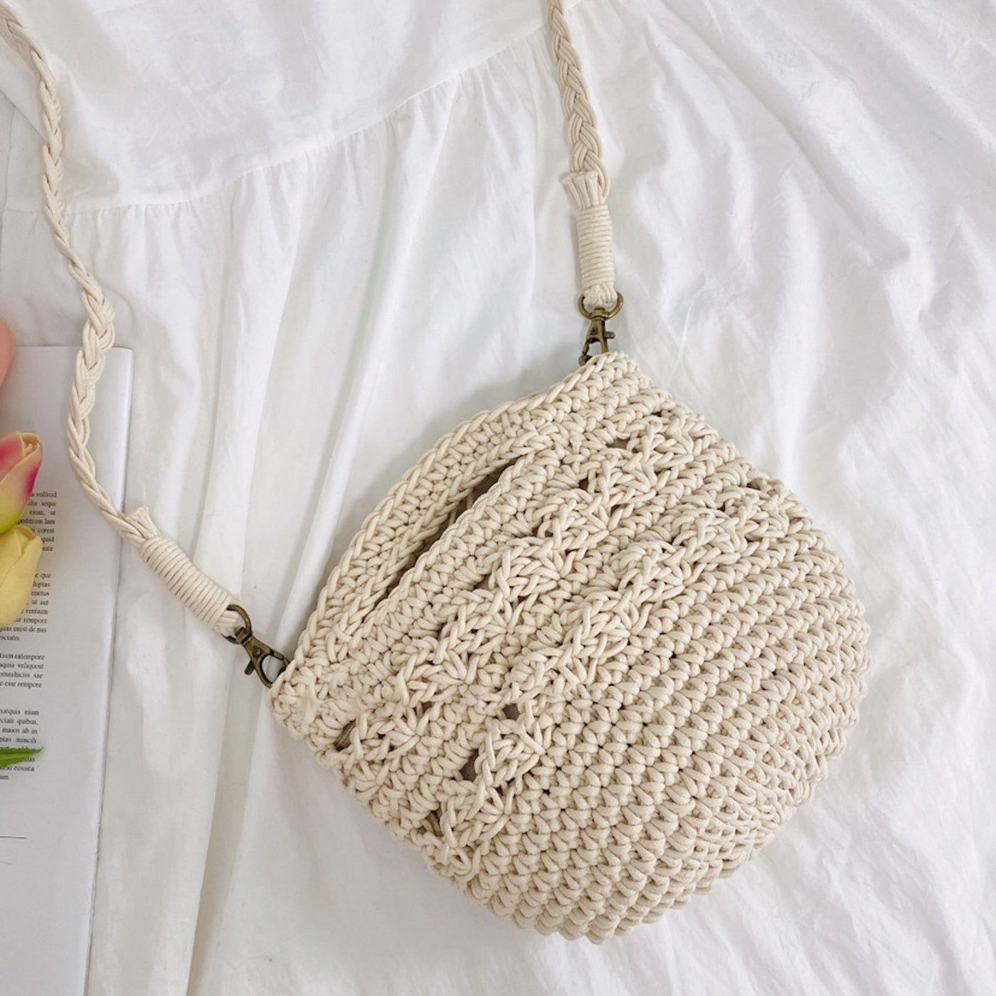 Elena Handbags Retro Crochet Crossbody Bucket Bag