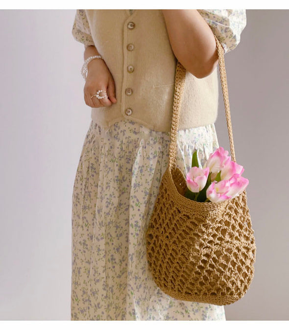 Elena Handbags Cotton Fishnet Shoulder Bag