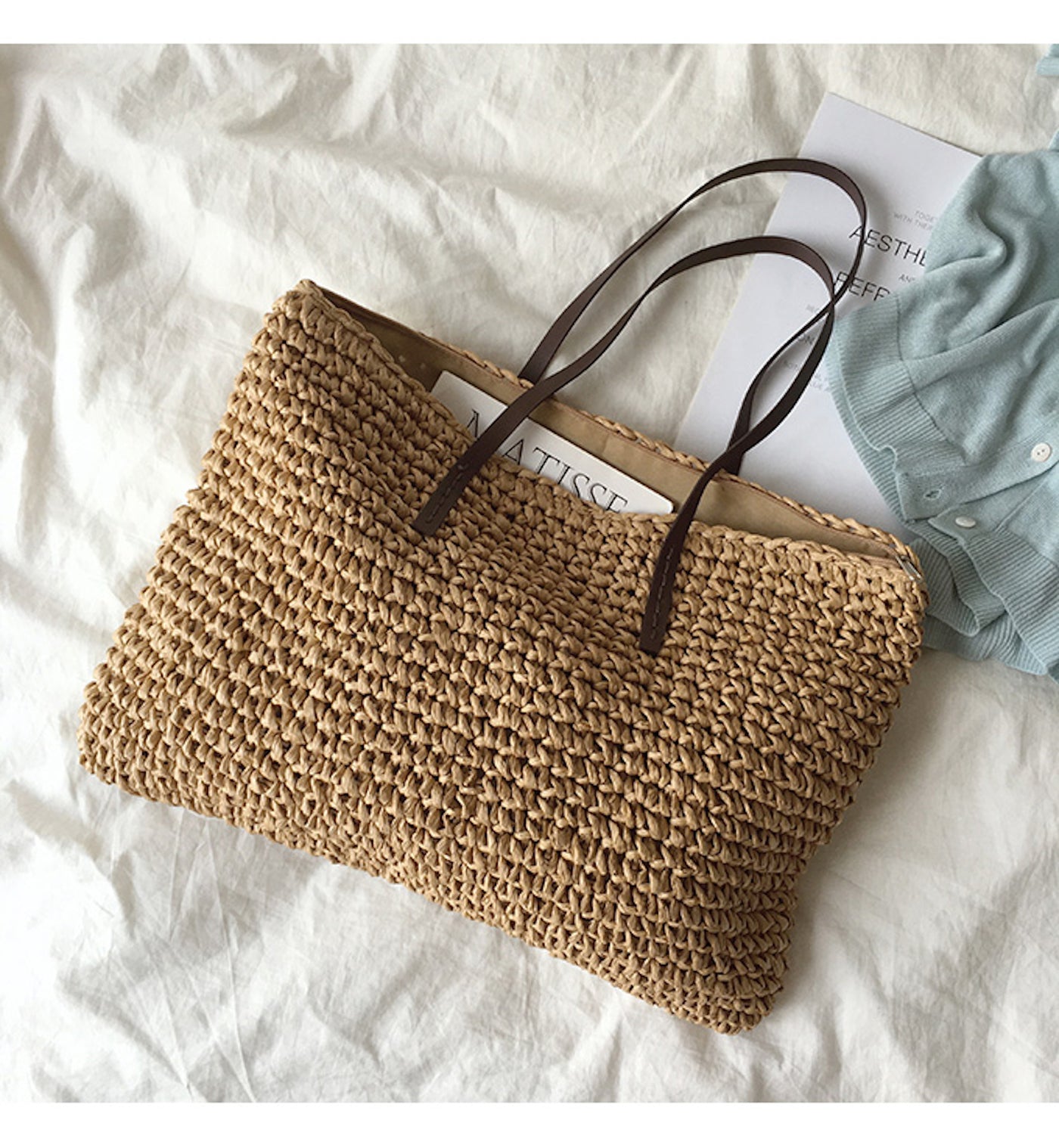 Elena Handbags Everyday Large Straw Woven Summer Bag