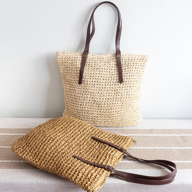 Miu Miu Vintage - Woven Strap Tote Bag - Brown Beige - Straw Handbag -  Luxury High Quality - Avvenice