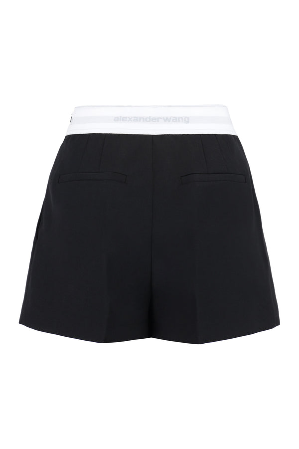 High waist wool shorts-1