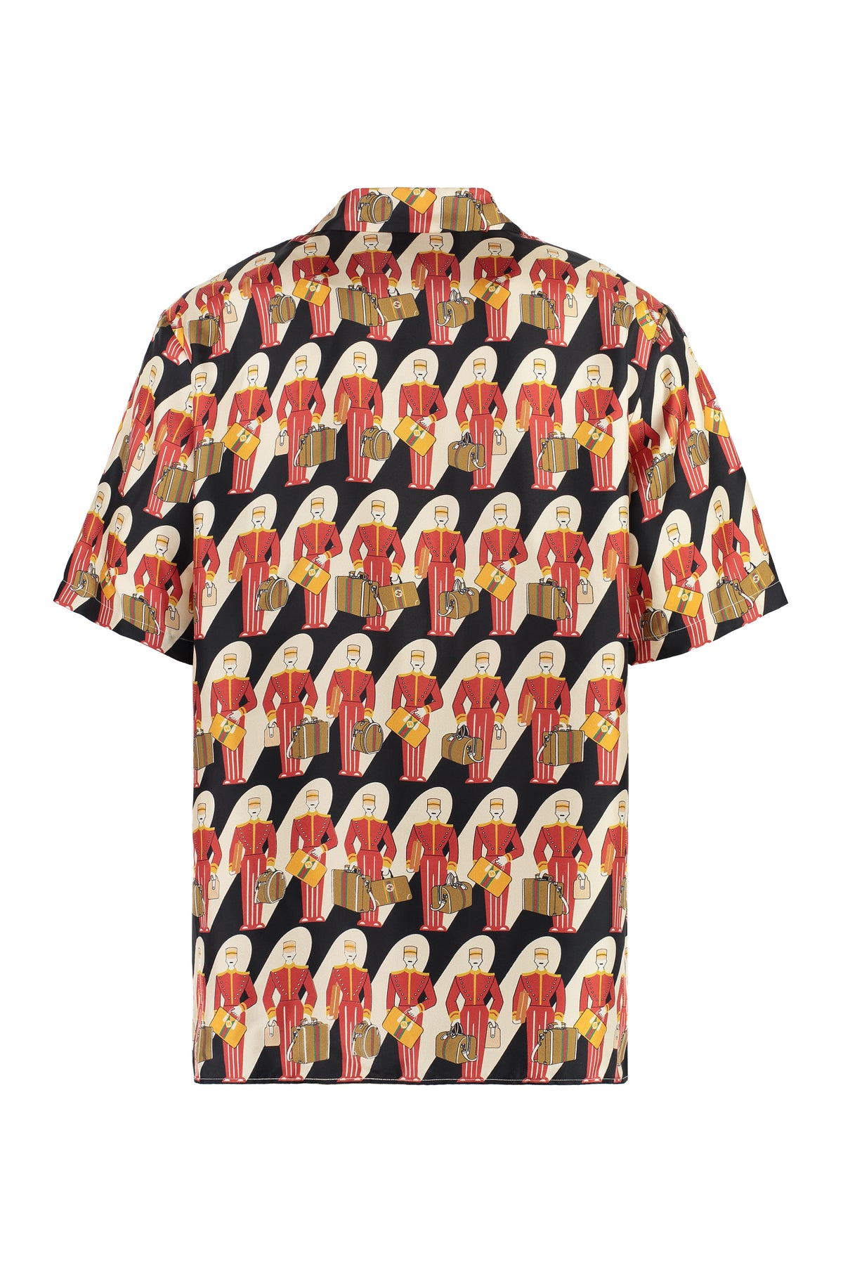 Gucci graphic-print silk bowling shirt, White