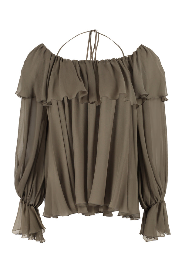 Ruffled silk blouse-0