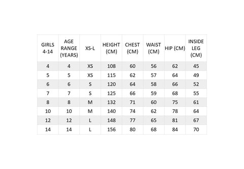 Sizing Chart – Bush Whisper Shop