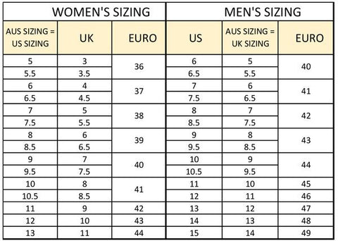 Size Chart – Aussie Uggs N Mocco