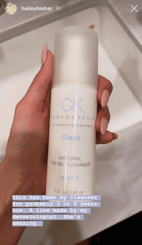 Hailey Bieber shares her Christie Kidd clean natural cleanser on Instagram