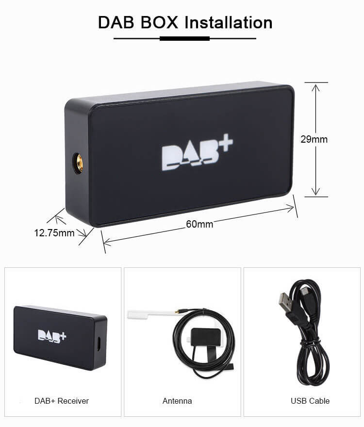 Antenne DAB de voiture USB diffusion numérique DAB + adaptateur récepteur  de boîte Radio pour autoradio Android Applicable pour l'europe australie –  ESSGOO