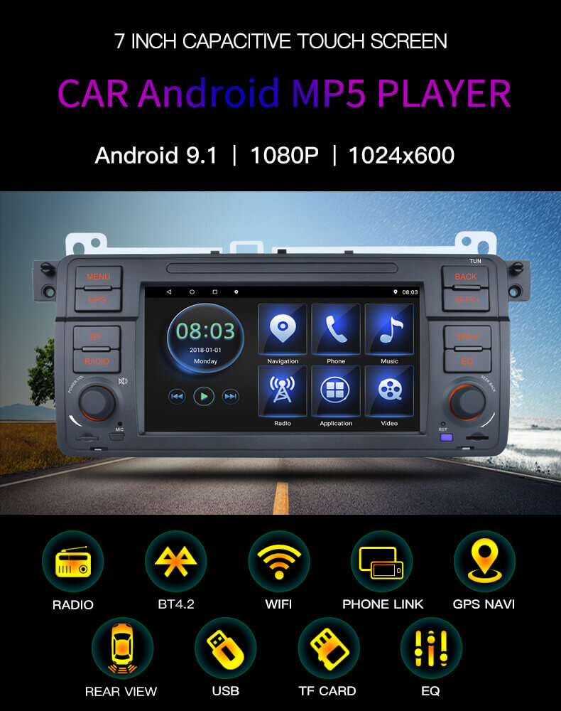 Para BMW 323 325 330 M3 Radio Upgrade E46 1999-2005 Serie 3, reemplazo de  navegación estéreo Android, control del volante, pantalla táctil IPS 1280 x