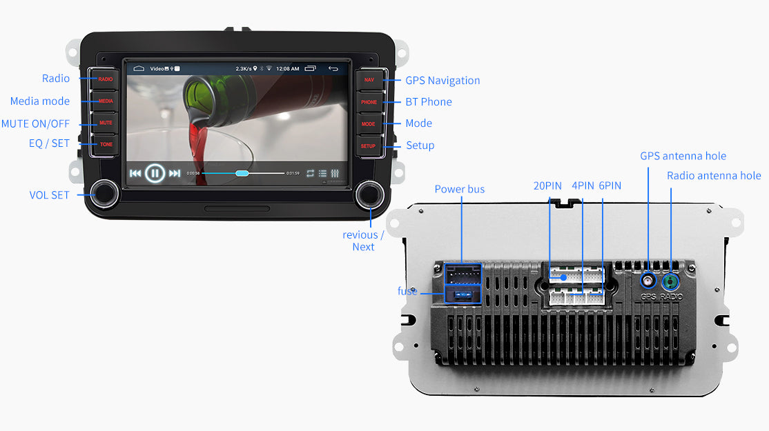 ESSGOO AR7002  Car Stereo Android 9.1 with Universal Radio System GPS Sat Nav  WiFi