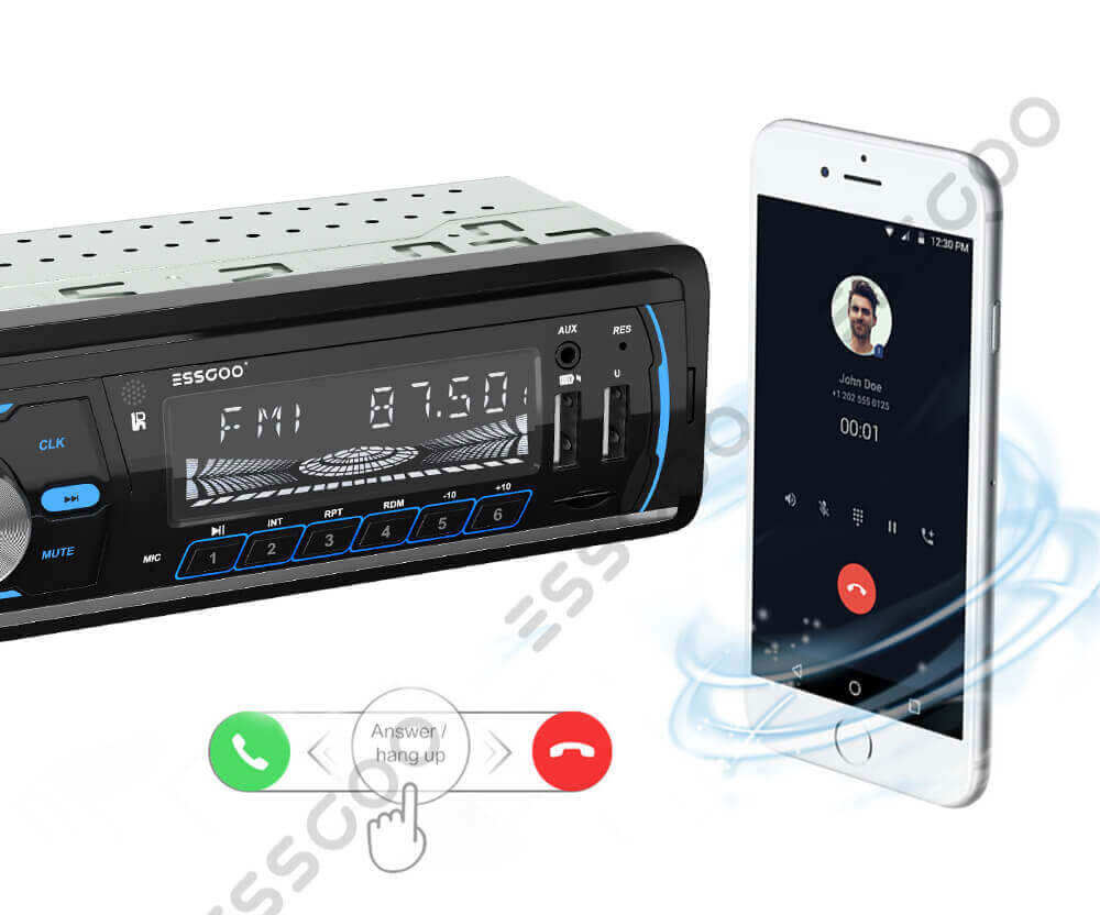 ESSGOO D1  Audio Systems Multimedia Car Stereo Single Din MP3 Player DAB  AUX AM Radio