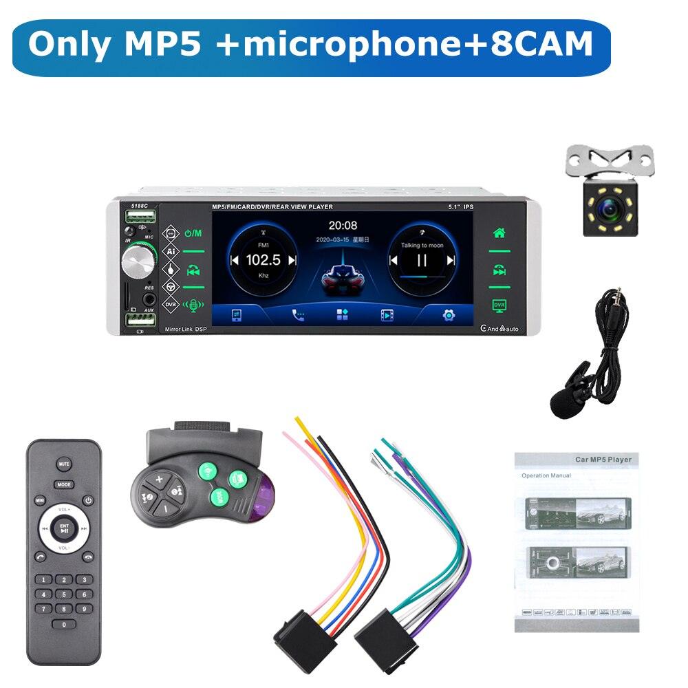 onbetaald focus Verplaatsbaar ESSGOO 1 Din Carplay Autoradio Bluetooth AM RDS MP5 Player 5.1 inch Car  Radio Stereo IPS Touch Screen Mirror link Support DVR