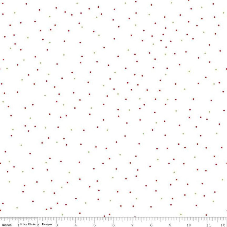 Pin Dot Christmas scattered on a white background designed by Lori Holt of Bee in my Bonnet for Riley Blake Designs 