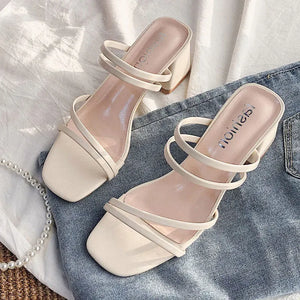 Women High Heel Sandals Summer Casual Female Shoes Woman Square Heel Open Toe Ankle Strap Ladies Sandalias Wedge Shoe 2022 New - Azobay