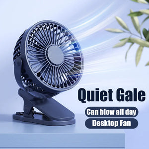 Portable USB Mini Handheld Clip Fan Convenient And Ultra-quiet Electric Fan Rechargeable Student Cute Small Cooling Ventilador - Azobay - Quiet Small Fan