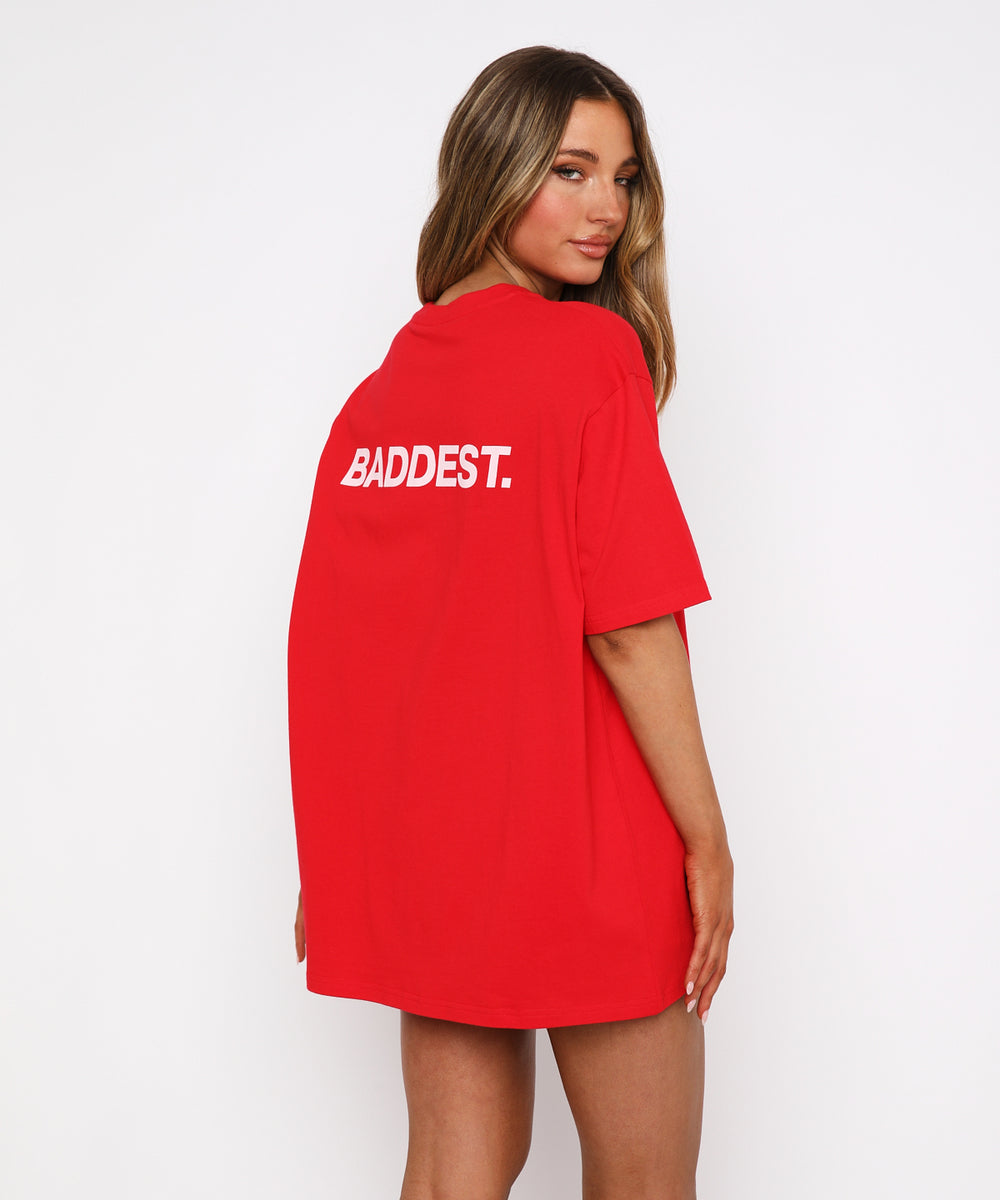 BADDEST TANNING TEE RED