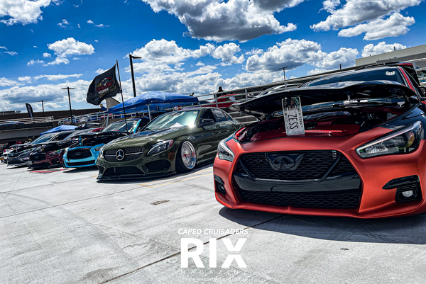 cars lined up to be judged at car show Rix magazine Superfly show