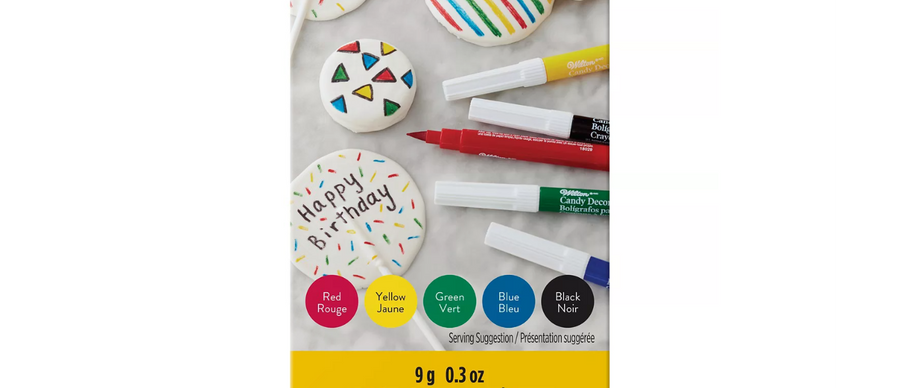 Wilton FoodWriter Color Fine-Tip Edible Markers, 5-Piece