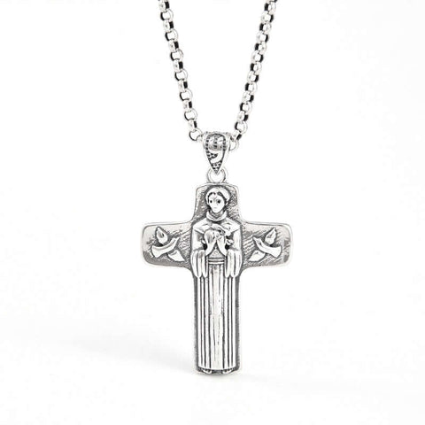 Sterling Silver Virgin Mary Cross Virgencita Necklace