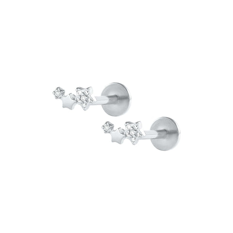 Cluster Stars For Left Ear Ball Back & Flat Back Cartilage Earring