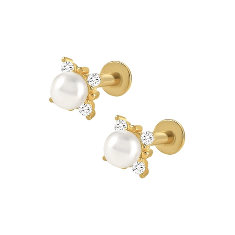 Pearl Earrings with Flat Backs