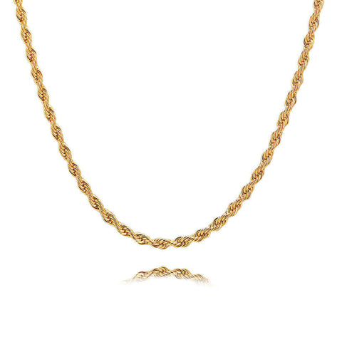 18K Gold Plated Multilayer 2/3/4/5MM Width 40/45/50/55CM Length Chain Necklace