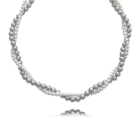 925 Silver Twin Double Pearl Wrap Necklace