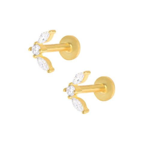 Elegance Classic CZ Diamond Flat Back Earrings