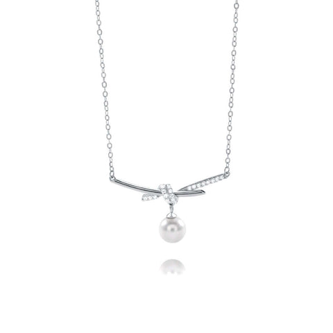 Knot Sterling Silver 8mm Pearl Pendant Necklace