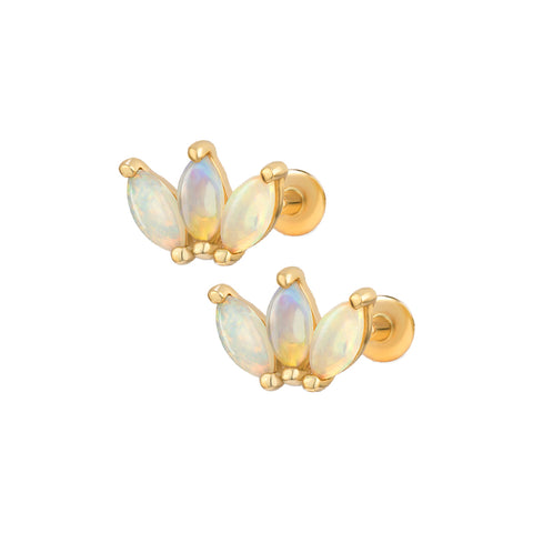 Trendolla Opal Marquise Trio Threaded Flat Back Cartilage Earrings