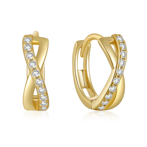 Trendolla Intertwine Diamond Huggie Hoop Earrings