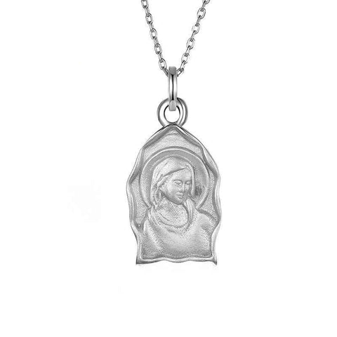 S925 Vintage Virgin Mary Sisters Collarbone Chain Virgencita Necklace