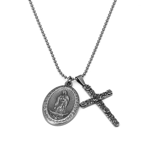 Silver Crucifix Necklace, Orthodox Cross-B5164-NK