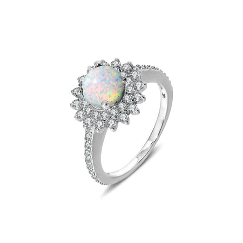 Sterling Silver Thriving Sunflower Opal Ring for Women
