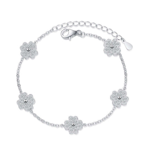 Four Leaf Clover Micro Set Moissanite Bracelet