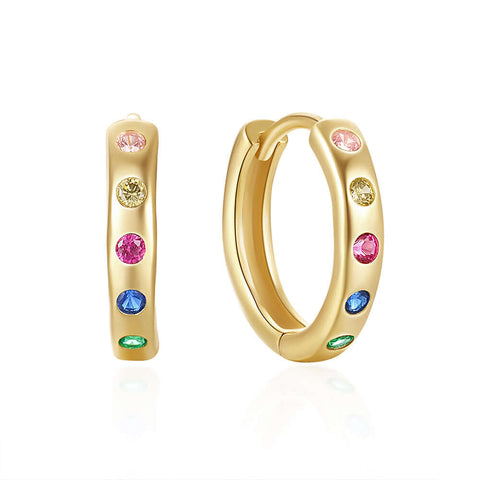 Classic Colorful CZ Diamond Hoop Earrings