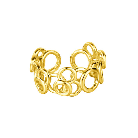 Skeletonized Mismatched Stacked Circles Band Ring