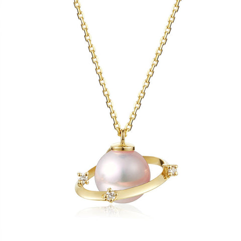 Planet Sterling Silver Pearl Pendant Necklace