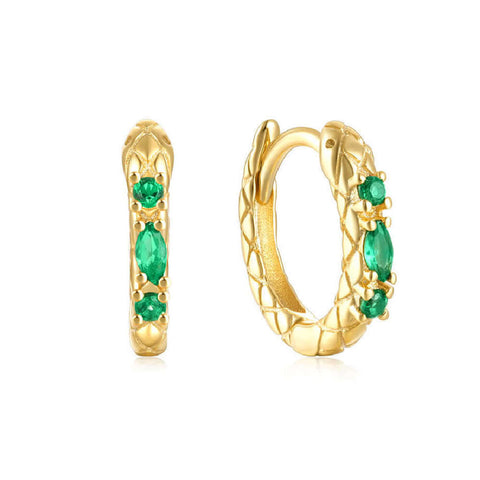 Creative Emerald Snake Modeling Huggie Earrings