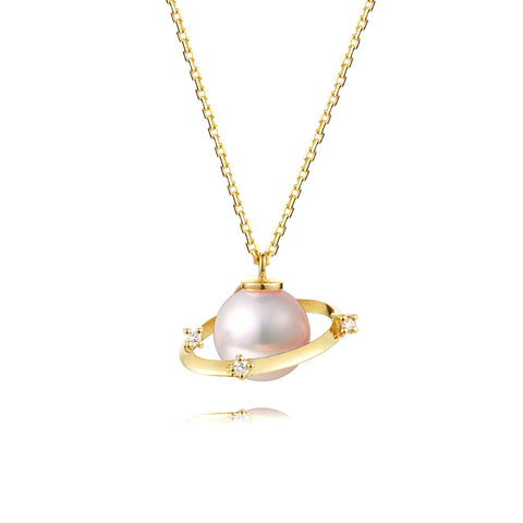 Planet Sterling Silver Pearl Pendant Necklace