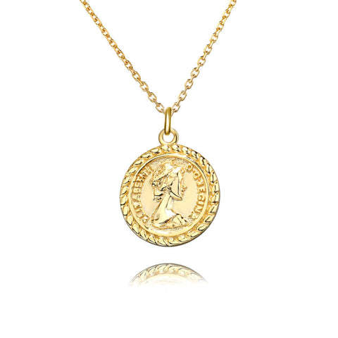 925 Sterling Silver Vintage Coin Elizabethan Virgencita Necklace