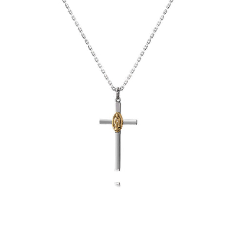 Silver Virgin Mary Cross Virgencita Necklace