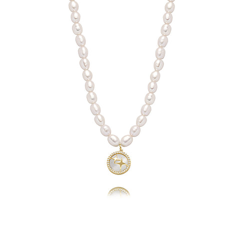Stardust Round Natural Pearl Necklace
