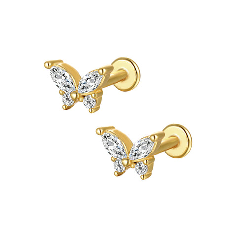 Trendolla Butterfly Diamond Flat Back Studs Earrings