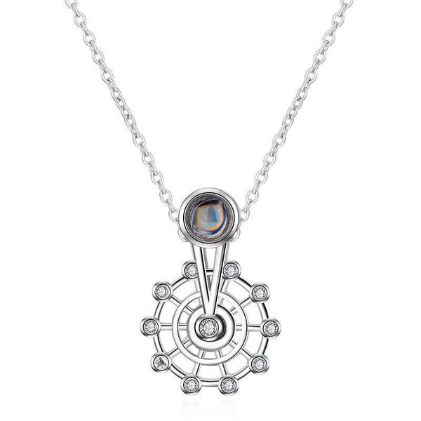 Dual Inside Ring Stainless Steel Blue Silver Pendant Chain Necklace – ZIVOM